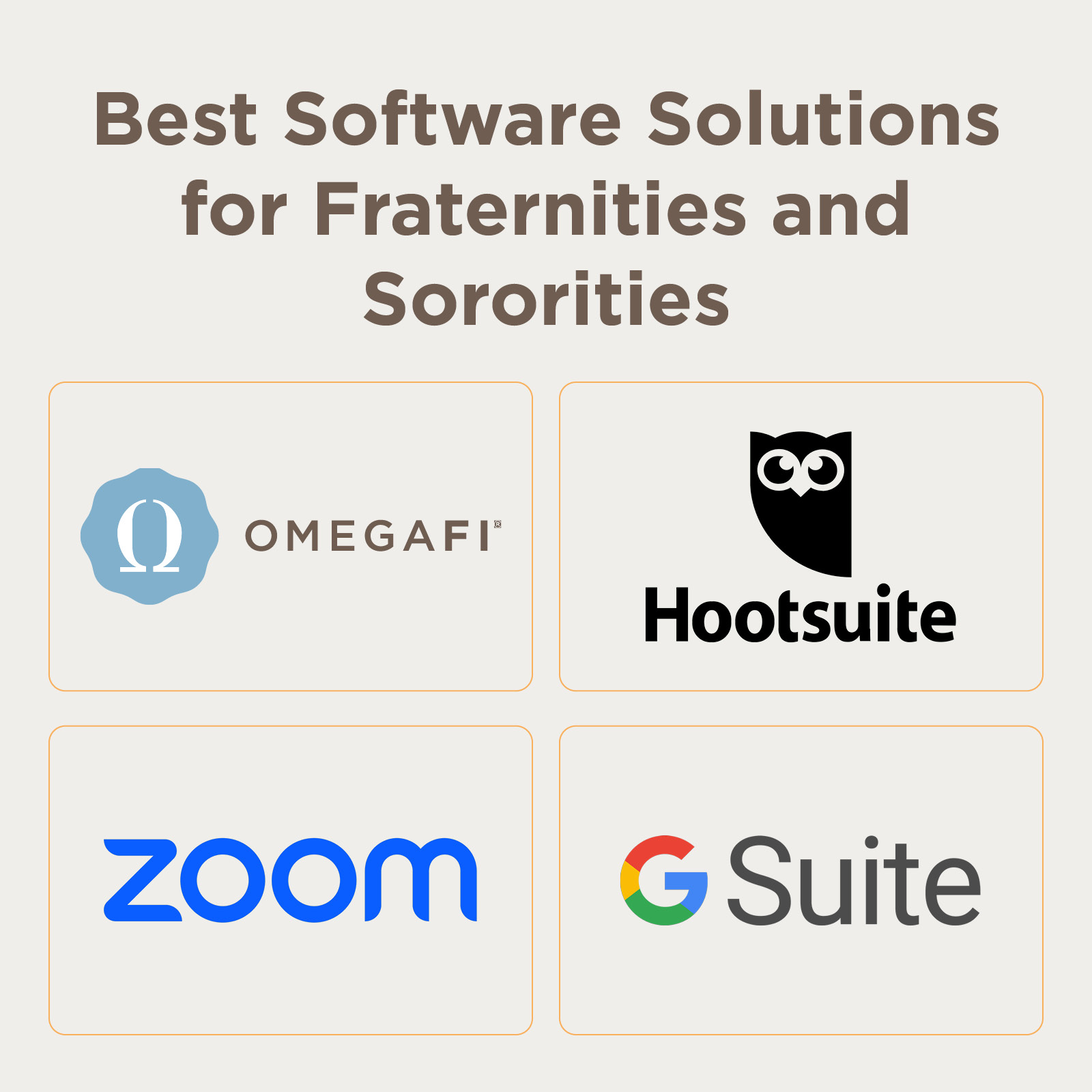 An essential sorority or fraternity recruitment idea is to leverage the right technology, such as Google Suite, HootSuite, OmegaFi, and Zoom. 