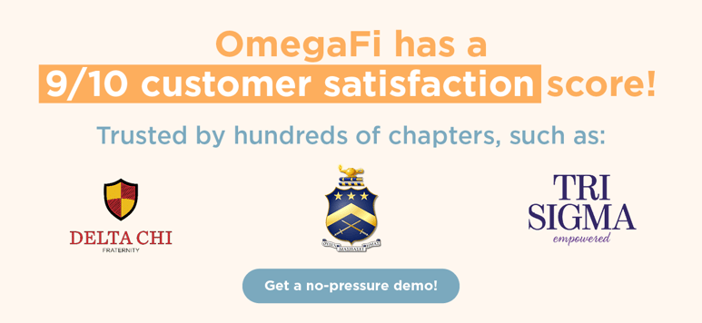 OmegaFi has a 9/10 customer satisfaction score and is trusted by reputable chapters. Click to connect with sales.